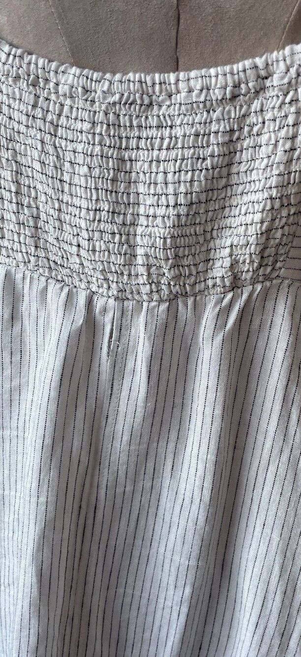 NEW Madewell Striped Empire Waist Midi Dress Linen Ivory SIZE Large - Picture 11 of 11